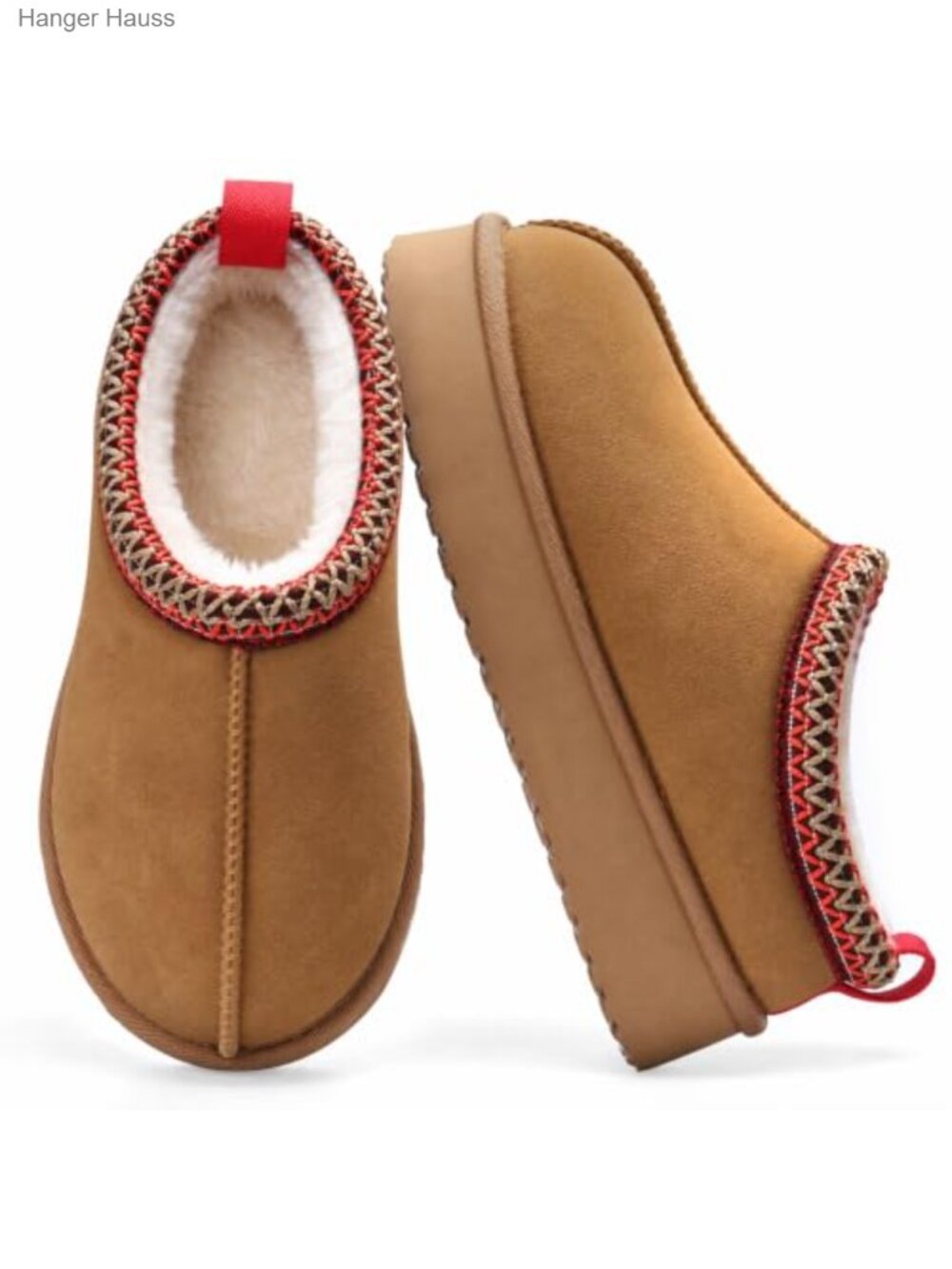 Faux Suede Platform Slippers Memory Foam Faux Fur Lined Winter House Shoes